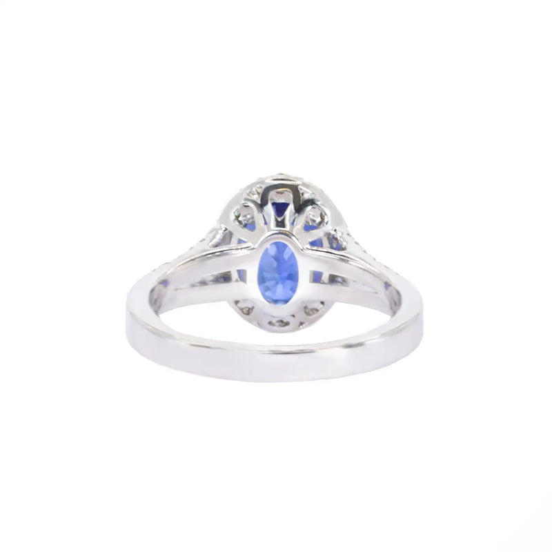 Georgios Collections 18 Karat White Gold Oval Sapphire Ring with Diamonds