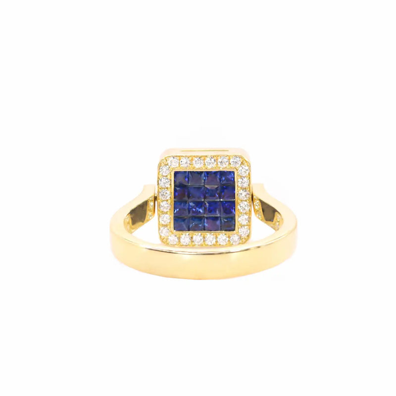 Georgios Collections 18 Karat Yellow Double Face Ring with Rubies and Sapphires