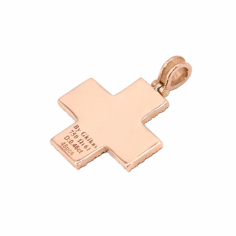 Georgios Collection 18 Karat Rose Gold Diamond Granulated Cross with Chain