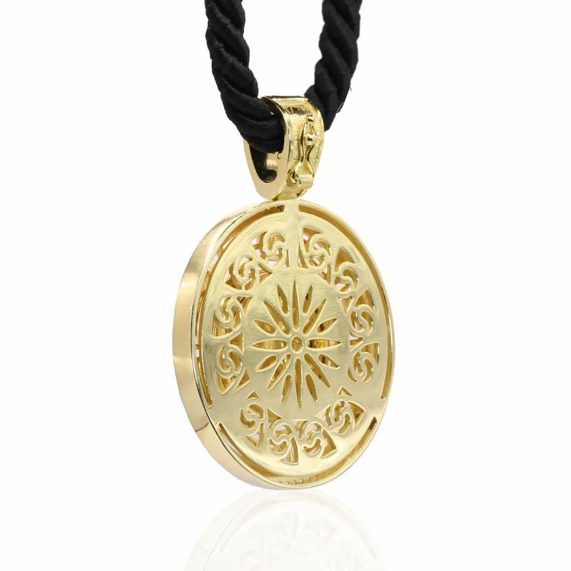 Georgios Collections 18 Karat Gold Diamond Coin Pendant of Alexander with Cord