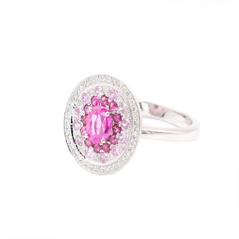 Georgios Collections 18K White Gold Pink Sapphire and Diamonds Ring