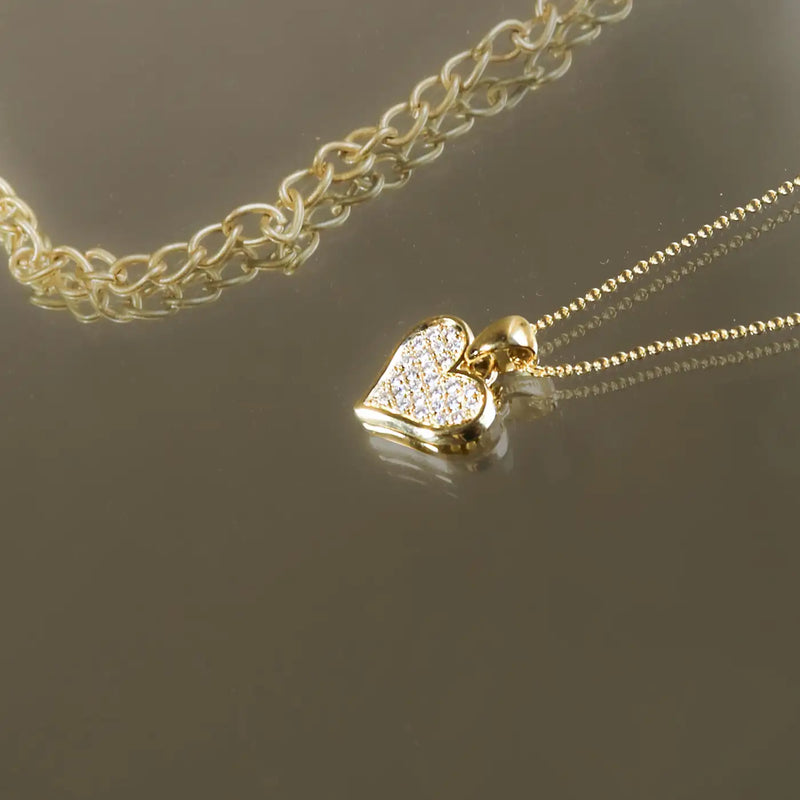 Georgios Collections 18 Karat Yellow Gold Diamond Heart Pendant Necklace