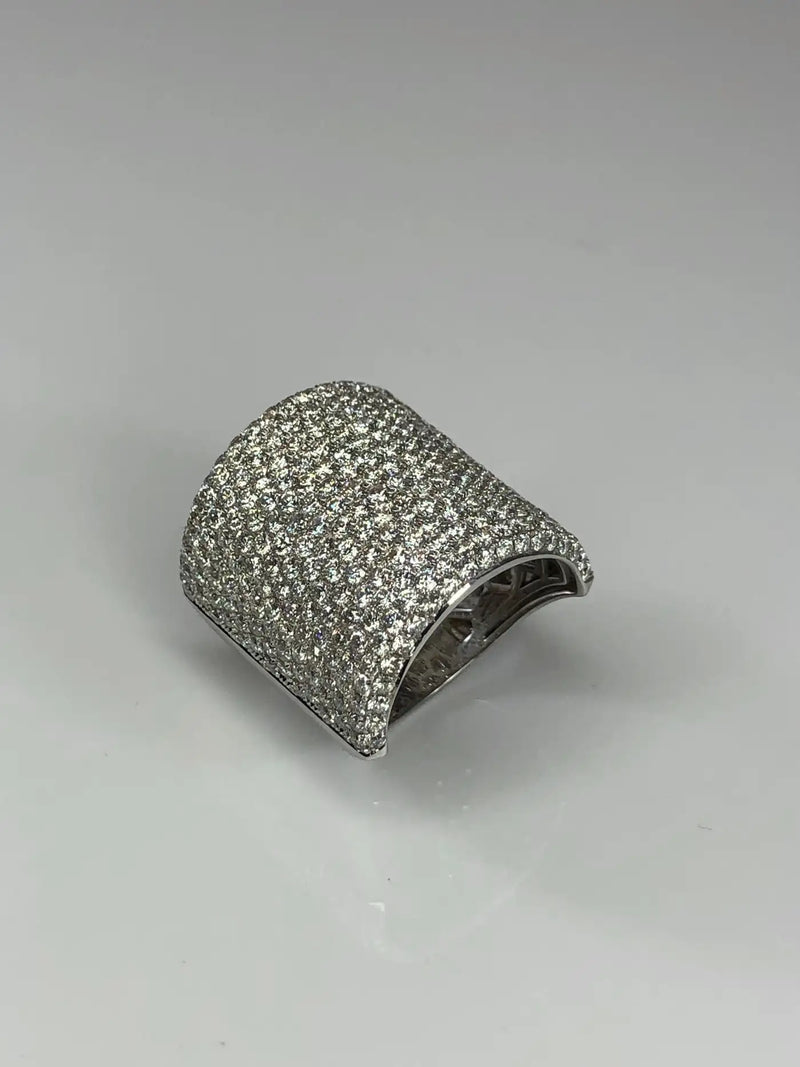 Georgios Collections 18 Karat White Gold Pave Diamond Wide Band Ring