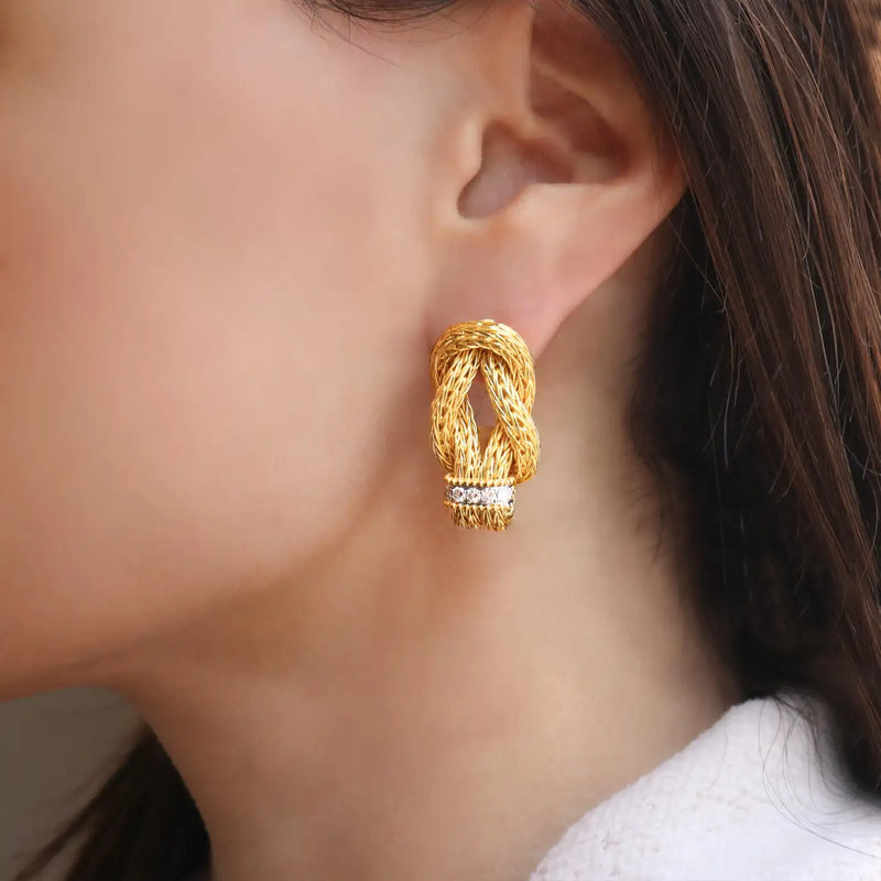 Georgios Collections 18 Karat Yellow Gold Byzantine Earrings with Diamonds