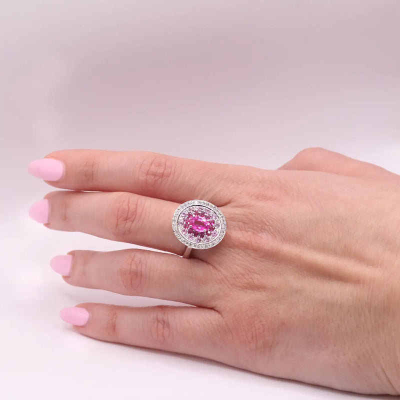 Georgios Collections 18K White Gold Pink Sapphire and Diamonds Ring