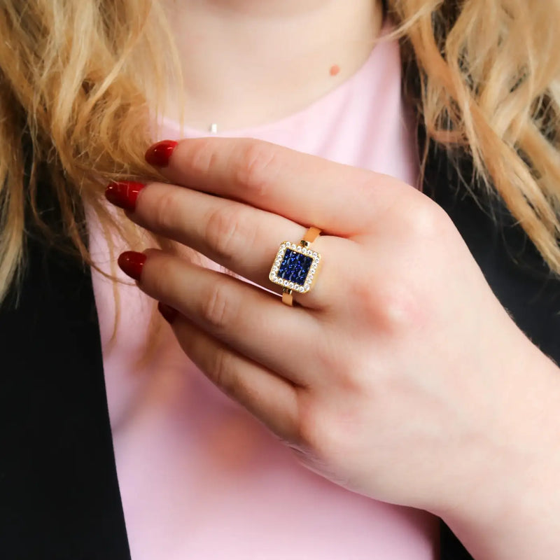 Georgios Collections 18 Karat Yellow Double Face Ring with Rubies and Sapphires