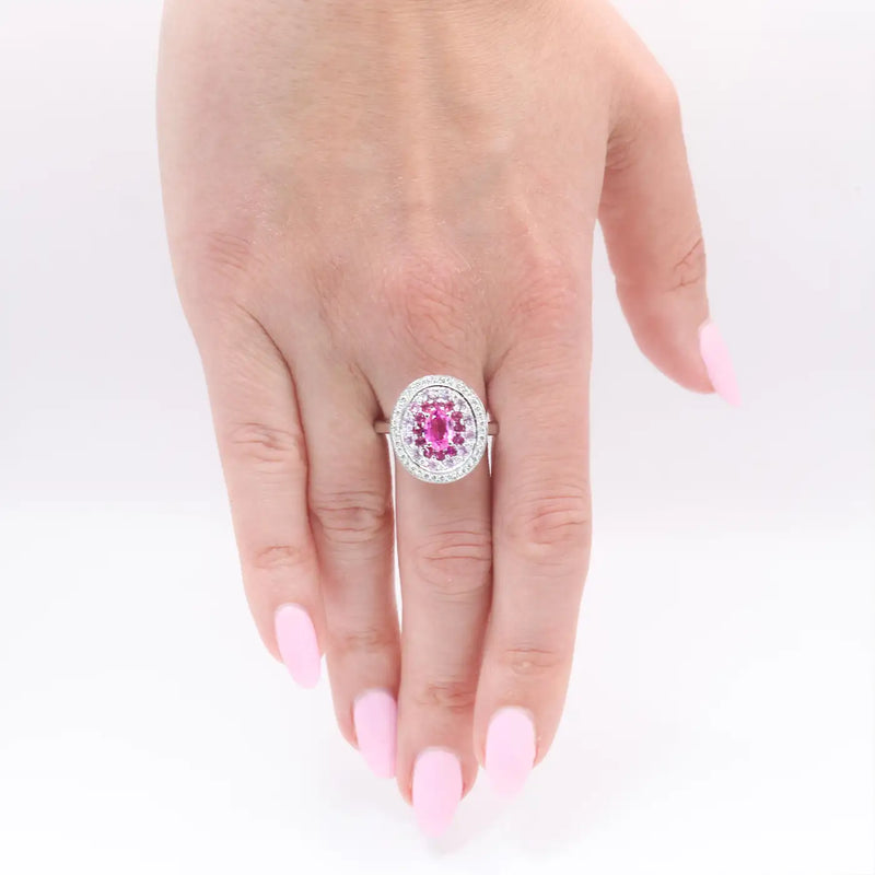 Georgios Collections 18K White Gold Pink Sapphire and Diamonds Ring