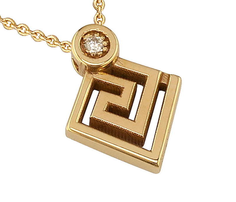 18K Yellow Gold Over Bronze Omega Greek Key Necklace - MA439 | JTV.com