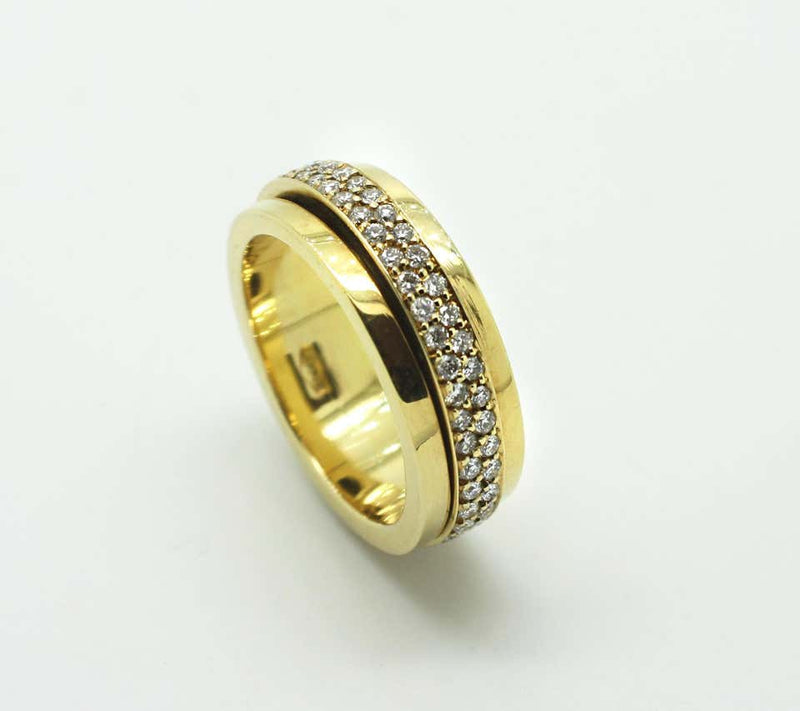 18 Karat Yellow Gold Eternity Spinning Diamond Band Ring
