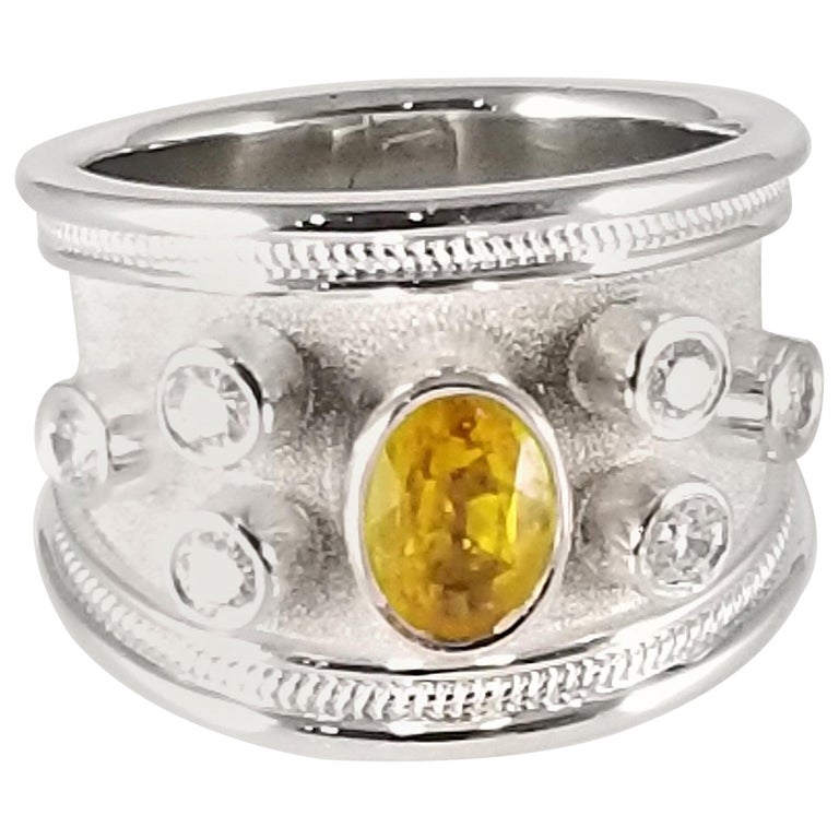 18 Karat White Gold Sapphire and Diamond Band Ring