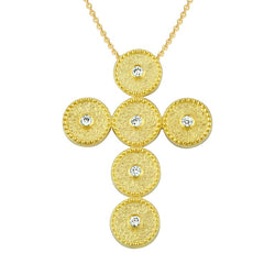 18 Karat Yellow Gold Diamond Cross with Chain