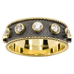 Georgios Collections 18Karat Gold and Rhodium Diamond Eternity Wedding Band Ring