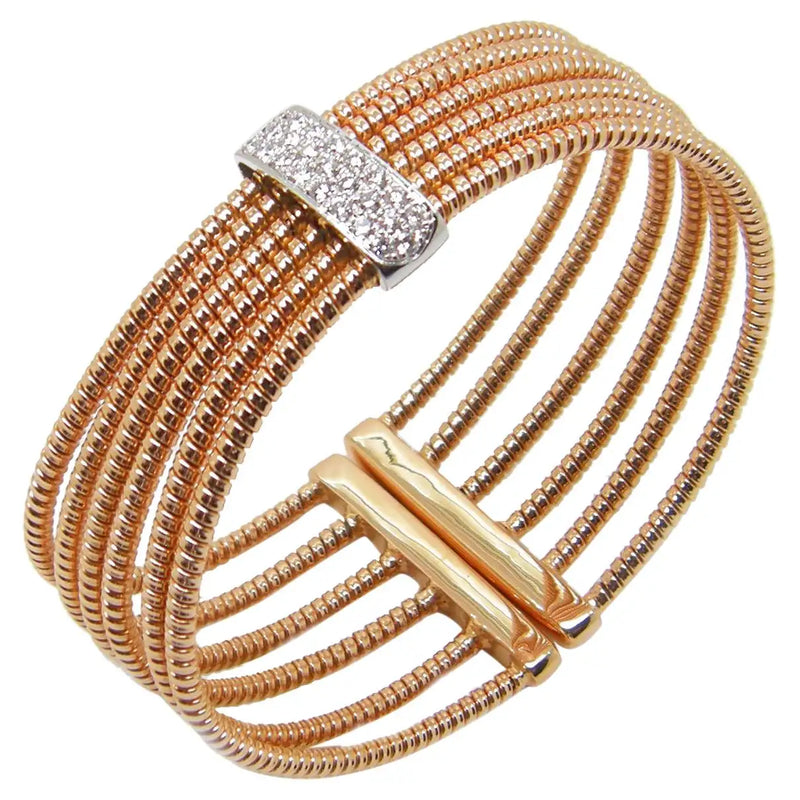 18 Karat Rose and White Gold Diamond Flexi Cuff Bracelet