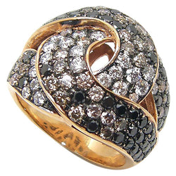 18 Karat Rose Gold White Black Brown Diamond Band Ring