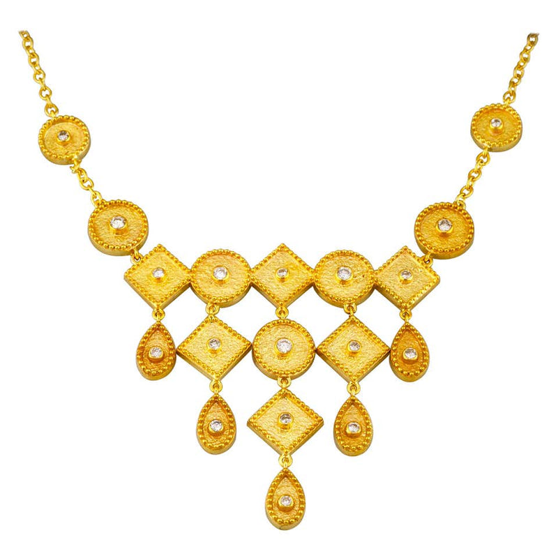 18 Karat Yellow Gold Diamond Pendant Drop Chain Necklace