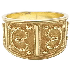 18 Karat Yellow Gold Byzantine-Style Granulated Band Ring