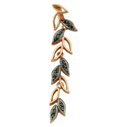 18 Karat Rose Gold and Black Diamond Long Leaf Pendant