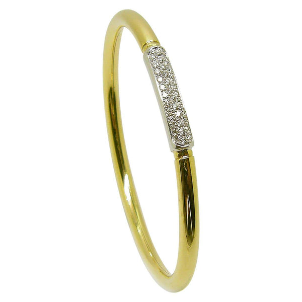 18 Karat Gold Two-Tone Diamond Bangle Cuff Bracelet
