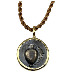 18 Karat Gold Pendant Necklace with Silver Coin with Amphora