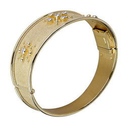 18 Karat Yellow Gold Diamond Bracelet in Byzantine Style