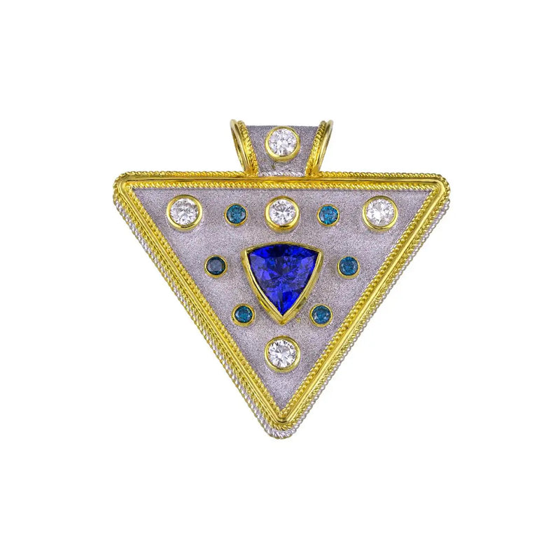 Georgios Collections 18 Karat Gold Tanzanite Blue and White Diamond Pendant
