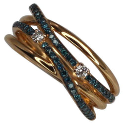 Collections 18 Karat Rose Gold Blue and White Diamond Band Ring