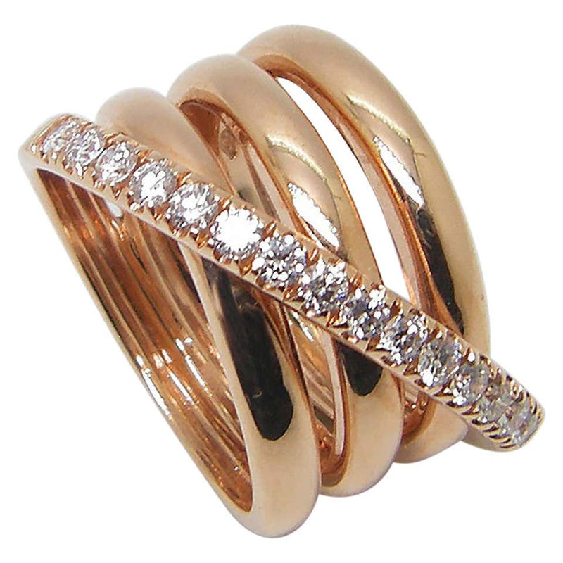 18 Karat Rose Gold Brilliant Cut Diamond Spiral Band Ring