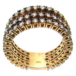 18 Karat Yellow Gold Three-Row Brown Diamond Band Ring