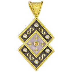 Reversible 18 Karat Gold Diamond and Coin Pendant