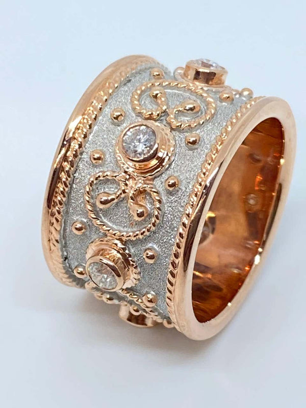 18 Karat Rose Gold Diamond and White Rhodium Band Ring