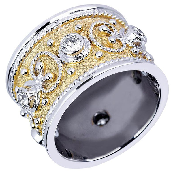 Diamond 18 Karat White Gold Wide Cigar Band Ring – Bardys Estate Jewelry
