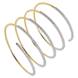 18 Karat White & Yellow Gold Diamond Flexible Wide Bracelet