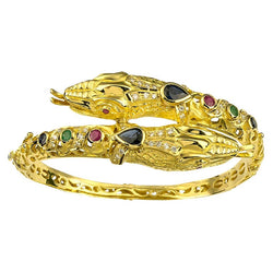 18 Karat Gold Diamond Ruby Emerald Sapphire Snake Bracelet