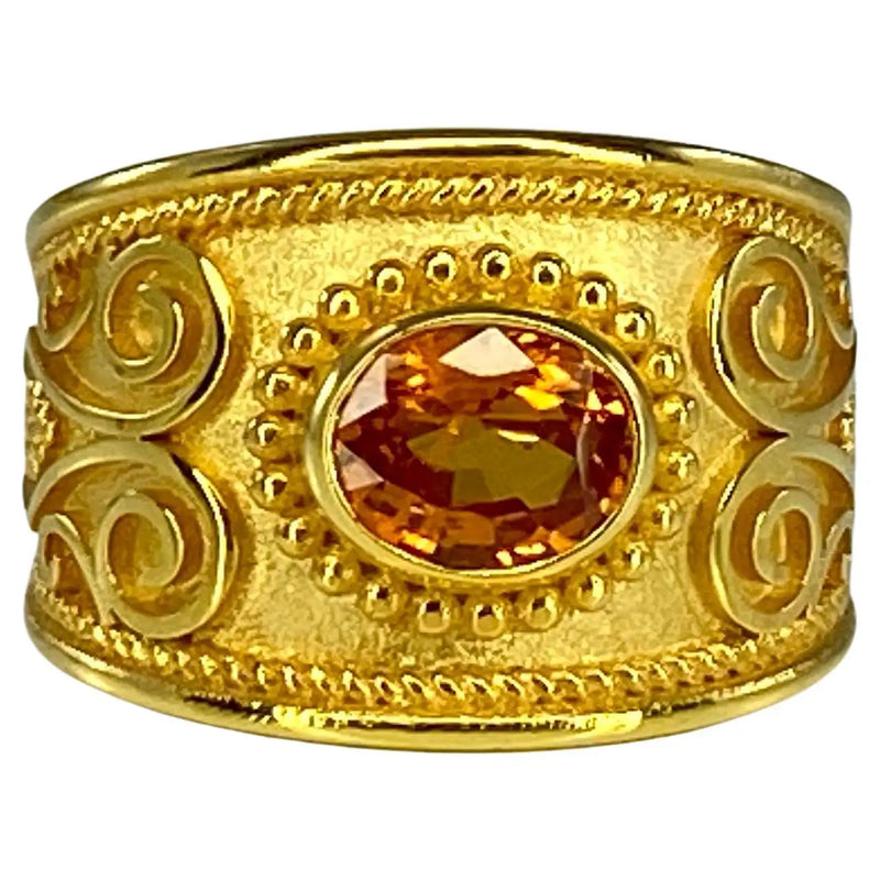 Orange Stone with Diamond Glamorous Design Gold Plated Ring for Men - Style  A797 – Soni Fashion®