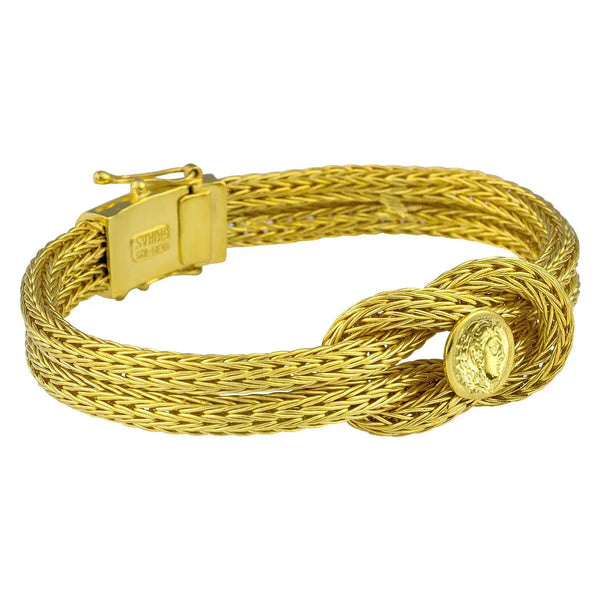Georgios Collections 18 Karat Yellow Gold Rope Bracelet with Alexander Coin