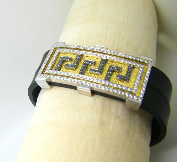 Georgios Collections 18 Karat White Gold and Black Brown White Diamond Bracelet