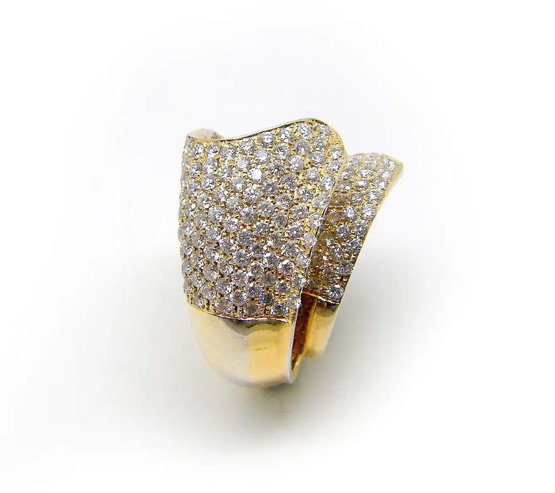 18 Karat Rose Gold White Diamond Wide Double Open Band Ring