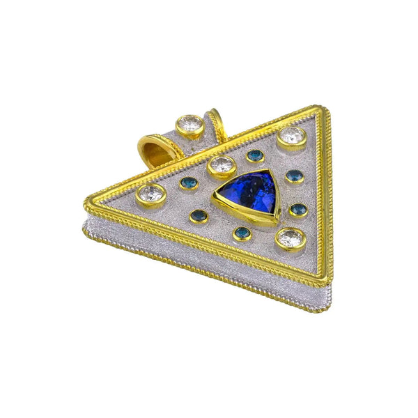 Georgios Collections 18 Karat Gold Tanzanite Blue and White Diamond Pendant