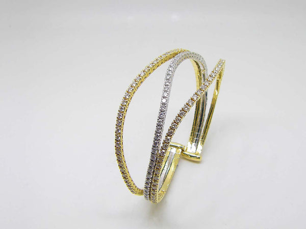 18 Karat Yellow and White Gold Diamond Cuff Bracelet