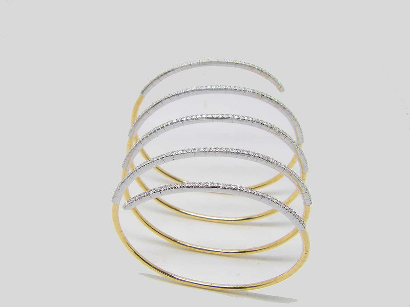18 Karat White & Yellow Gold Diamond Flexible Wide Bracelet