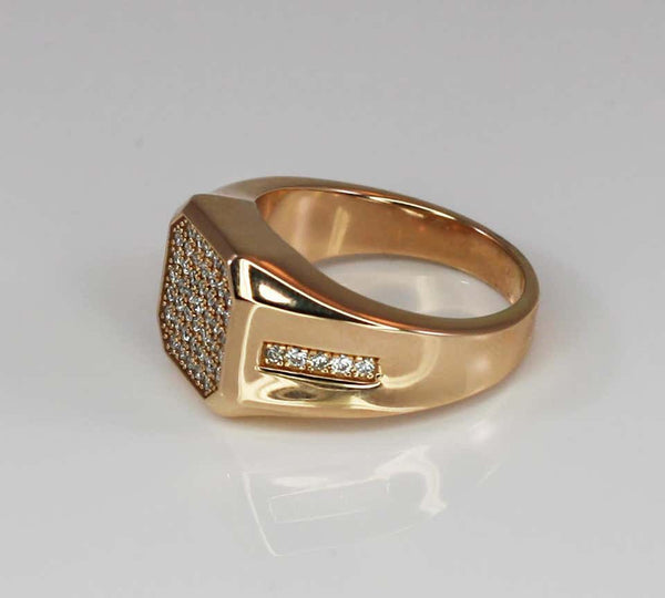 18 Karat Rose Gold Men's Octagon Geometric Diamond Ring