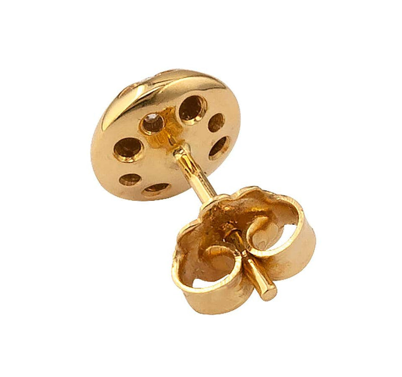 18 Karat Yellow Gold Solitaire Diamond Round Stud Earrings