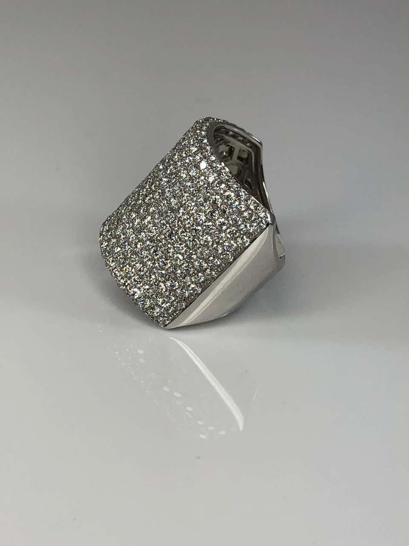 Wide Pave Diamond Ring in 18 Karat White Gold