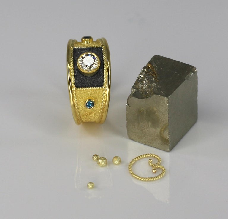 0.44 Carat Diamond Yellow Gold and Black Rhodium Ring