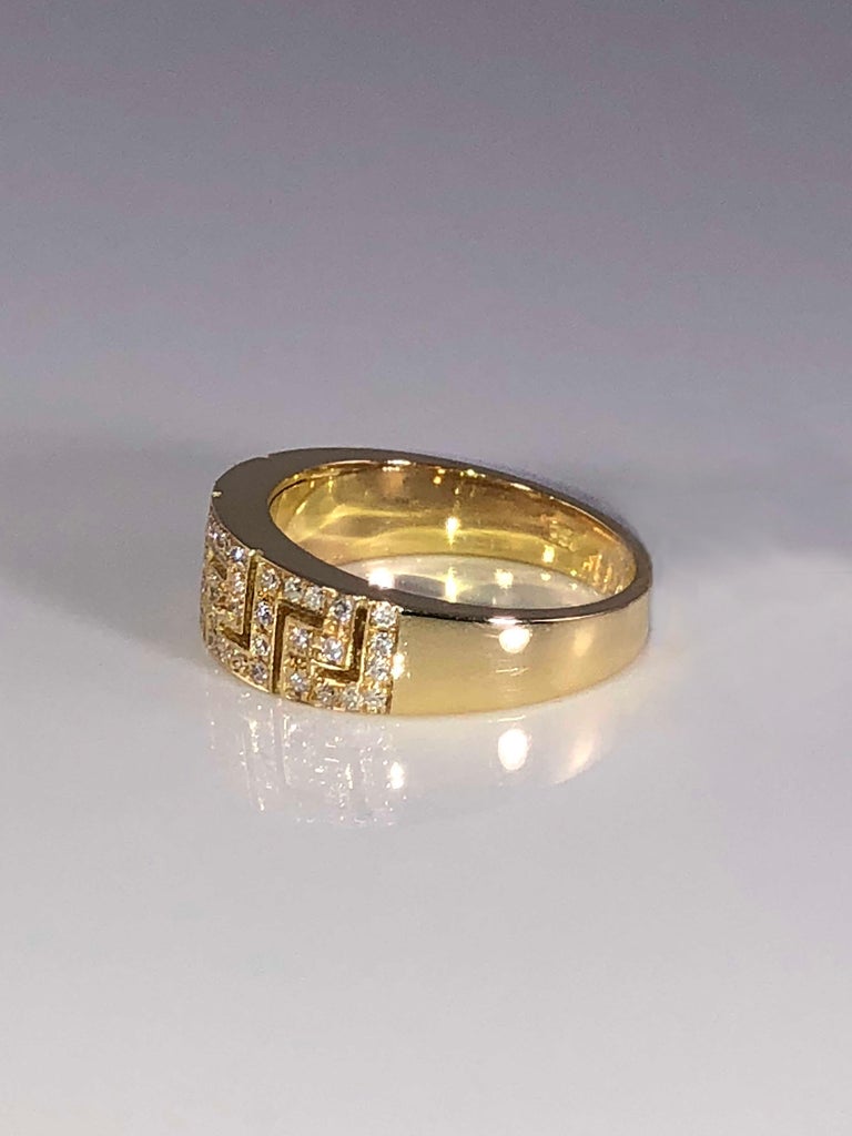 18 Karat Yellow Gold Diamond Ring with the Greek Key Design
