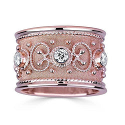 18 Karat Rose Gold Diamond Band Ring with Granulation Work