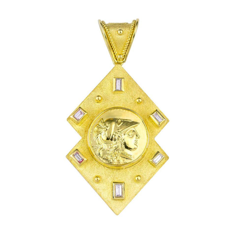 Reversible 18 Karat Gold Diamond and Coin Pendant