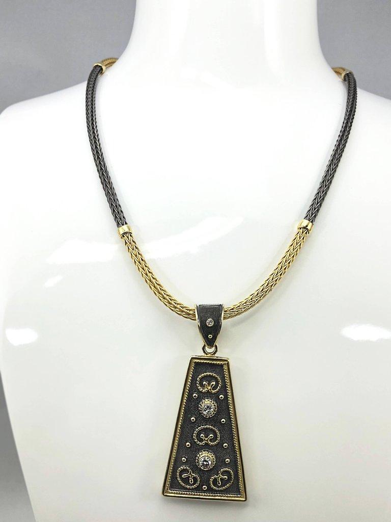 18 Karat Gold Diamond and Coin Reversable Pendant Necklace