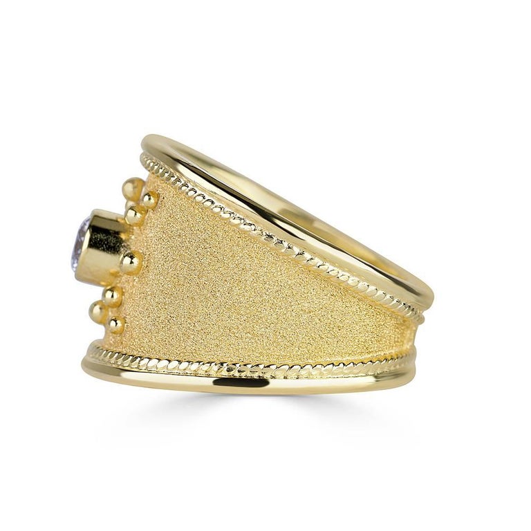 18 Karat Yellow Gold Diamond Byzantine Style Band Ring