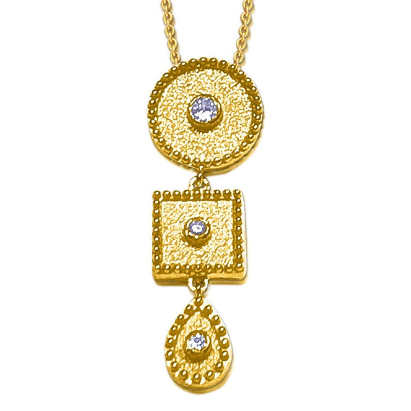 18 Karat Yellow Gold Diamond Pendant With Granulation Work